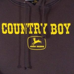 John Deere Mens Country Boy Large Hoodie Brown